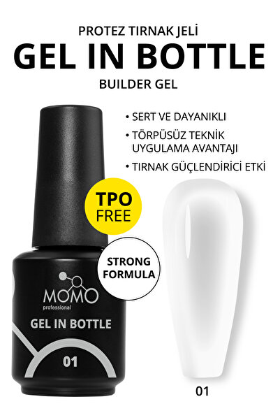 MOMO professional Gel in Bottle No.01, Akıllı Fırçalı Likit Protez Tırnak Jel...