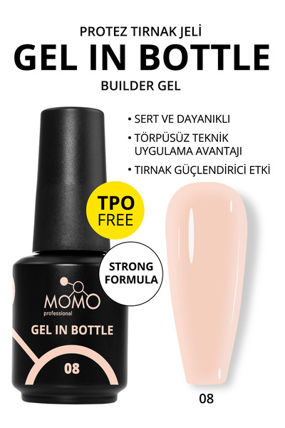 MOMO professional Gel in Bottle No.08, Akıllı Fırçalı Likit Protez Tırnak Jel...
