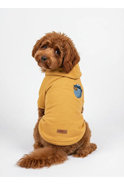 MPZ Pets Yellow Hoodie and Cookie Pocket, Cat and Dog Outfit & Dress