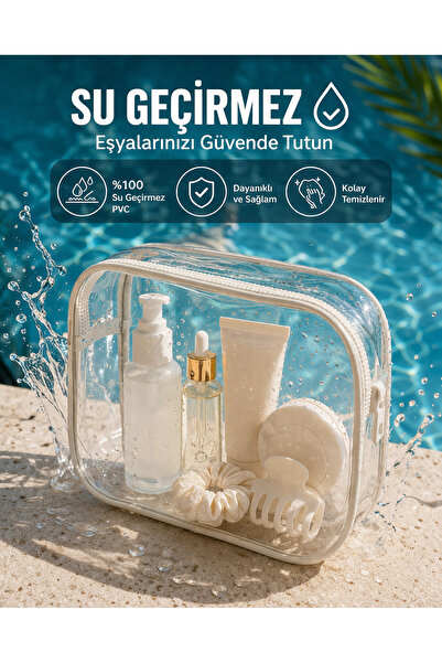 HİG HOME Αδιάβροχη διαφανής τσάντα παραλίας – Organizer για διακοπές