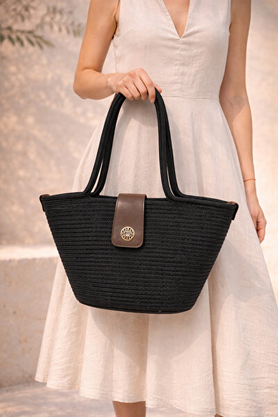 MaVaux Elira Halat Örgü Γυναικεία Δερμάτινη Τσάντα Παραλίας και Καθημερινής Χ...