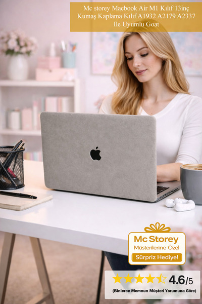 Mcstorey Macbook Air M1 Kılıf 13inç Kumaş Kaplama Kılıf A1932 A2179 A2337 Ile...