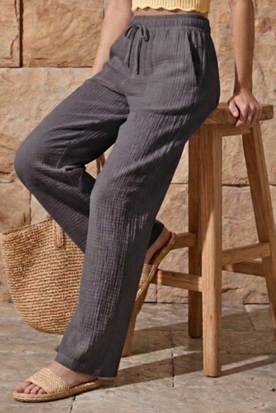 Shiron Sportswear&Company Smoked Muslin Palazzo Pants 100% Organic Cotton