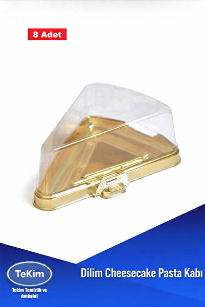 tekim temizlik ve ambalaj Dilim Pasta Chessecake Kabı 8'li Plastik Gold Taban...