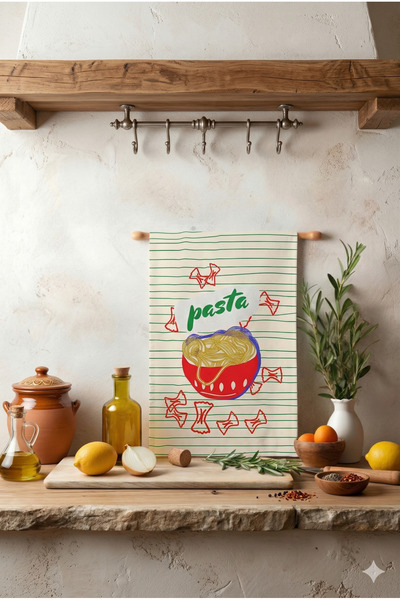 ASDİVA PASTA-03 Ριγέ Πετσέτα Κουζίνας/Πανί Στεγνώματος με Σχέδιο Πάτωμα, Διακ...