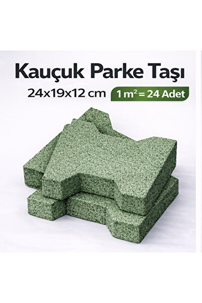 Doğa Kauçuk 24x19x12 cm Kauçuk Parke Taşı 1m² (24 Adet)