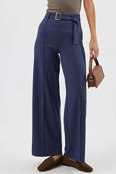 Hiccup Busem Belted High Waist Straight Leg Pants
