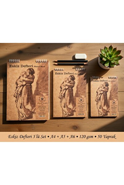 Pagos Yayınları A4-a5-a6 3'lü Set Eskiz Defteri Sketch Book