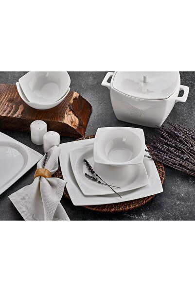 Aryıldız Bone Square Porselen 60 Parça 12 Kişilik Yemek Takımı