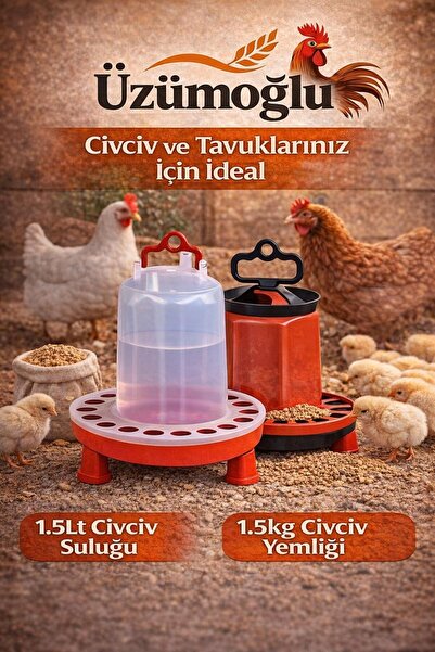 üzümoglu 1,5lt Civciv Suluğu 1,5kg Civciv Yemliği 2'li Set