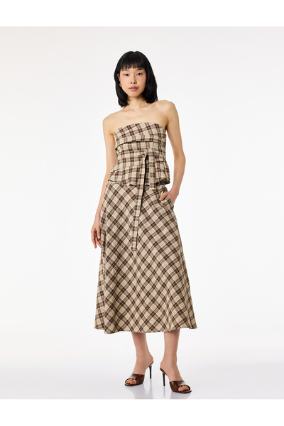 Koton Καρό μίντι φούστα σε γραμμή Α με ζώνη