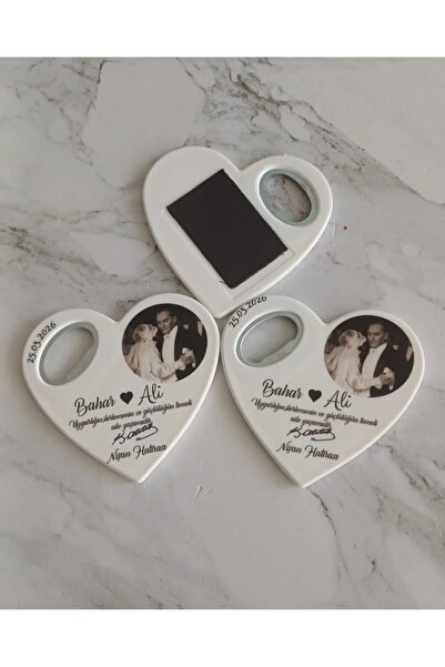 Mira Baskı 25 Adet Söz Nişan Kına Nikah Hatırası Kalp Şeklinde Açacak Magnet