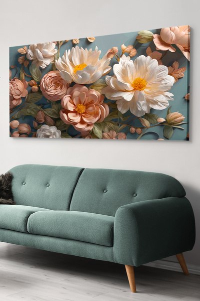 Evinemoda Colorful Flowers One Piece Canvas - Canvas Painting