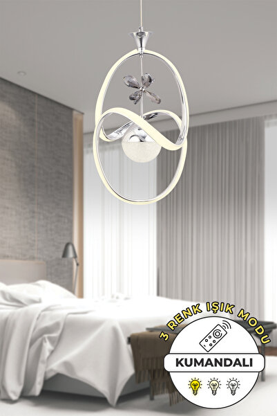 Lumenia Krom Modern Sarkıt Avize 3 Renk Işık Salon Mutfak Yatak Odası
