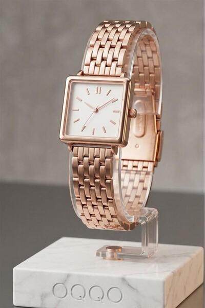 OQQO ساعة يد نسائية من Minimal Square Rose