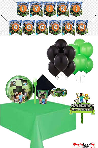 MINECRAFT Partylandtr Minecraft 16 Kişilik Doğum Günü Parti Seti