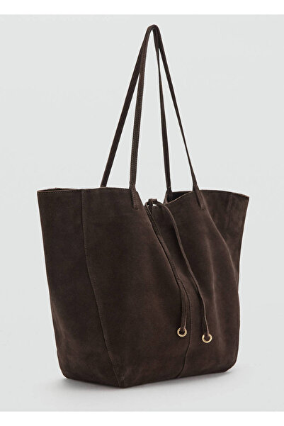 MANGO Woman Süet deri shopper çanta