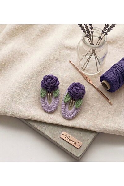 MAVEA Rose Patterned Knitted 2-Piece Snap Buckle