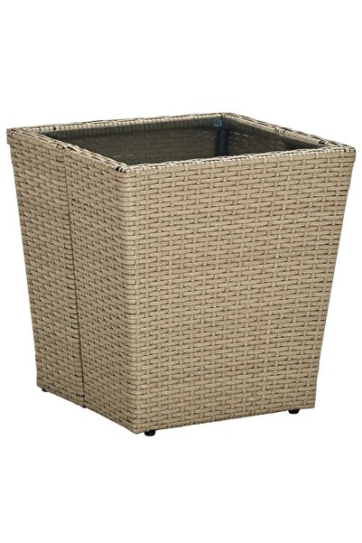 Concept Masă de ceai, bej, 41,5x41,5x44 cm poliratan/ sticlă securizată
