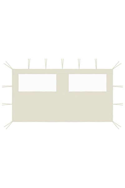 Concept Perete lateral foișor cu ferestre, crem, 4x2 m
