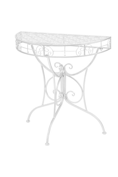 Concept Masă laterală tip vintage argintiu 72x36x74 cm metal semirotund