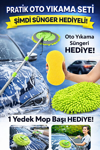 EVİMA Çok Fonksiyonlu Teleskopik Saplı Oto Yıkama Kurulama Mopu