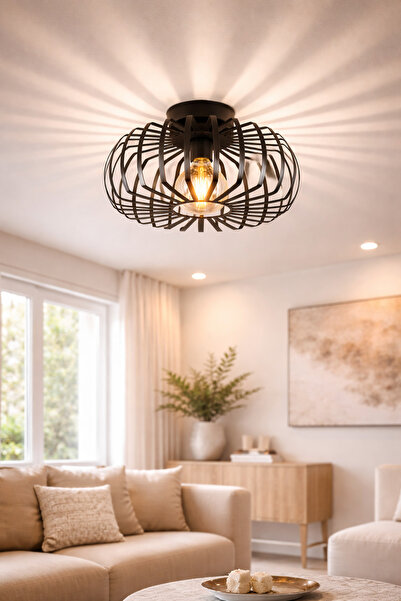 NisaLuce Star Metal Plafonyer Avize Siyah •• Modern Salon Avizesi Mutfak Yata...