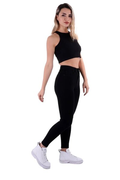 Coşkun GİYİM Women's High Waist Ankle Length Skinny Jeans Black 815-07