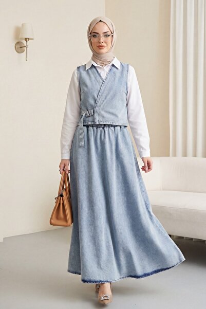 HİJABAYA Σετ τζιν με φούστα με πλαϊνό δέσιμο