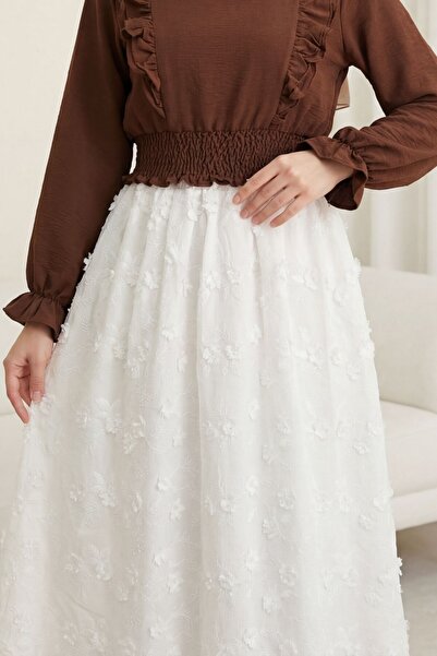 HİJABAYA Λινή φούστα με ελαστική μέση και κυματιστή επένδυση