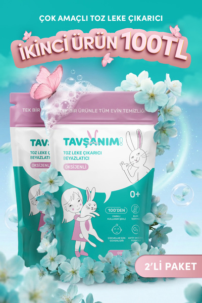 TAVŞANIM! Çok Amaçlı Oksijenli Toz Leke Çıkarıcı Ve Beyazlatıcı 2x800g
