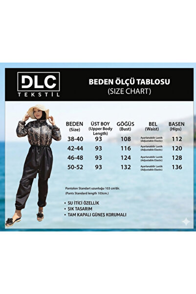 DLC Tekstil sahra beli ayarlabilir lastikli 3lü tesettür mayo seti