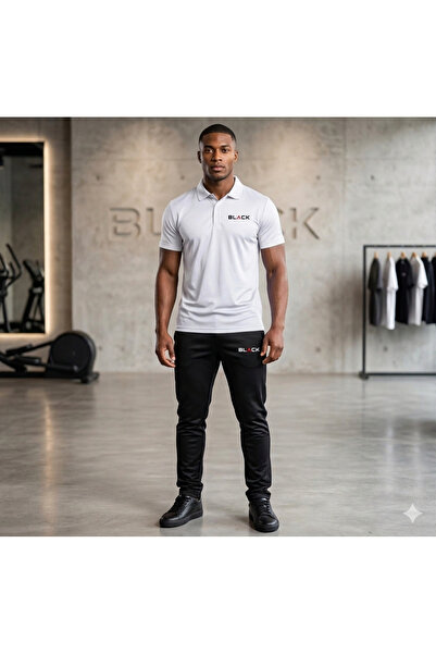 ByFourMan Σετ αθλητικής φόρμας Polo Yaka BLACK με στάμπα, 2 τεμαχίων, για άνδ...