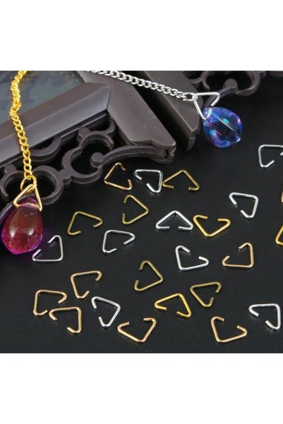 sywoods Epoxy Triangle Keychain Ring Jewelry Triangle Connector Gold - 100 Pieces