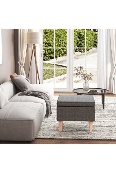 Concept Scaun cu picioare din lemn, gri deschis, material textil