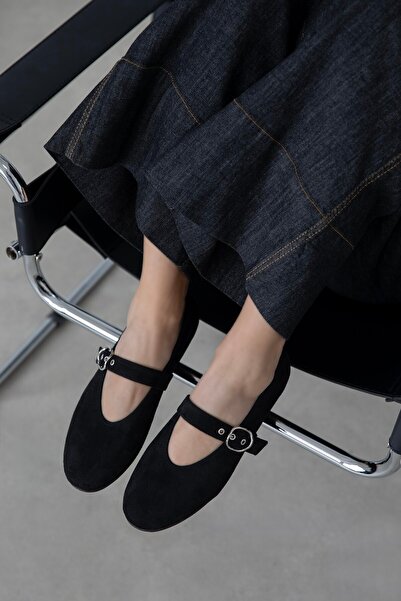 STRASWANS Paula Γυναικεία Ζώνη με Λεπτομέρεια από Σουέντ Μπαλαρίνα Μαύρο