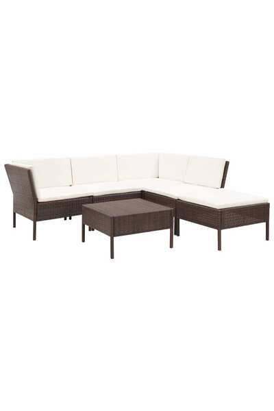 Concept Set mobilier de grădină cu perne, 6 piese, maro, poliratan