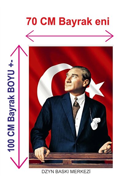 Bayrak ATATÜRK Bayrak 70x105cm - dijital baskılı Ata Posteri - DİZAYN