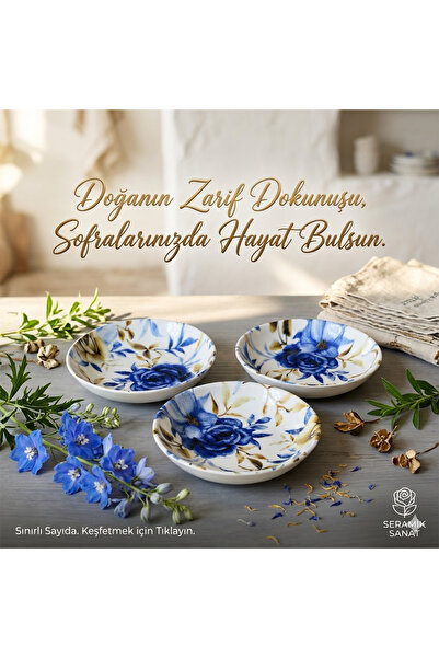 Altijara Desenli Porselen Çerezlik 13cm 3’Lü set
