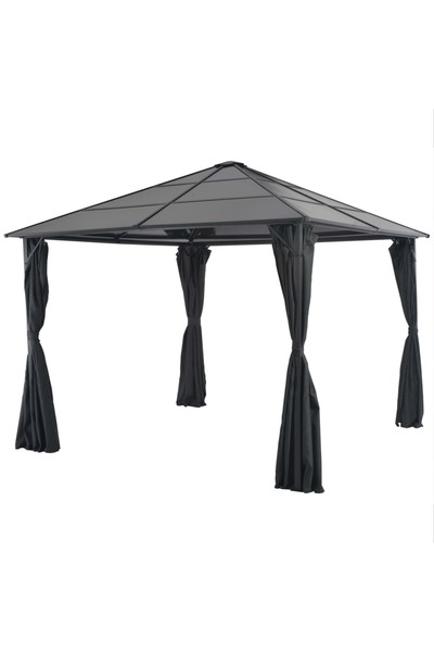 Concept Pavilion cu perdea, negru, 3 x 3 m, aluminiu