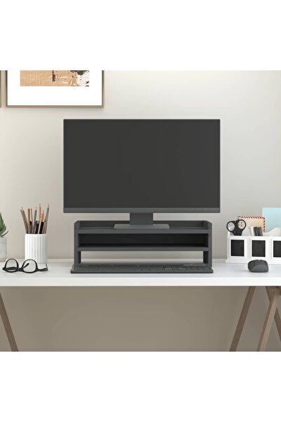Concept Suport pentru monitor, gri, 50x24x16 cm, lemn masiv pin