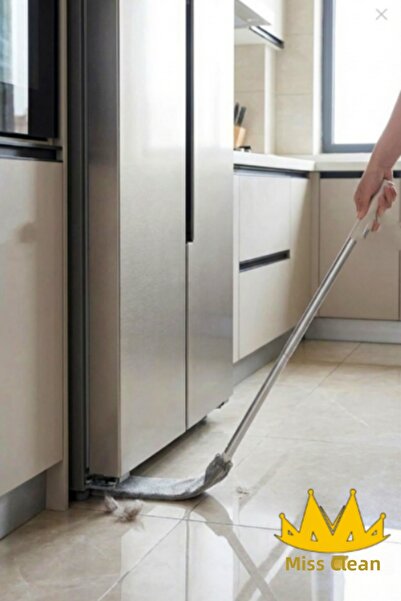 Miss Clean (+ 1 perie de rezervă) cu cap încastrat din microfibră pentru curățarea colțurilor de jos ale suprafeței, mop, perie de praf 120 cm