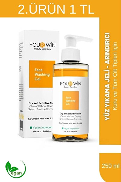Four Win Hassas & Kuru Ve ( Tüm Cilt Tipleri ) Yüz Yıkama Jeli ( %5 Glycolic ...