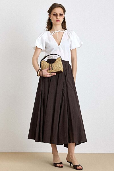 Olcay Beli Με σούρες Ποπλίνα Κλοσέ Φούστα ΚΑΦΕ 7072