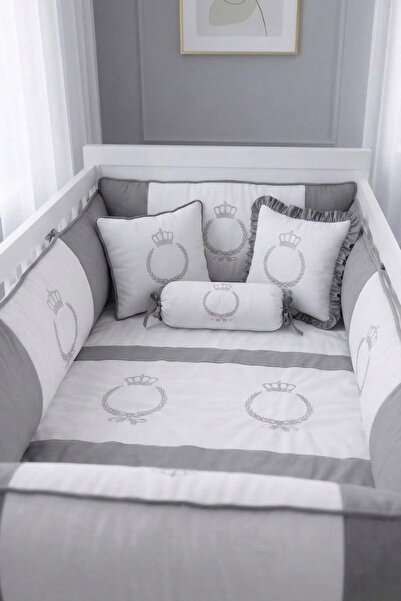 Kista Baby طقم سرير للأطفال، طقم غطاء لحاف مقاس 70x130، لون رمادي كراون