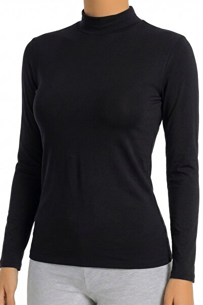 Öts Women's Long Sleeve Half Turtleneck Bodysuit Cotton Lycra T-Shirt