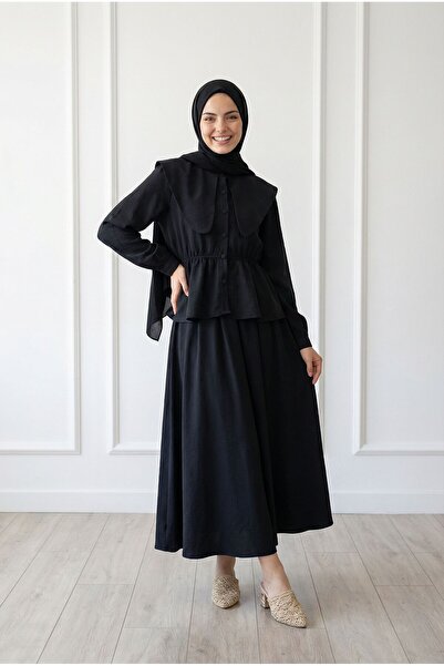 BENAHOLL Σετ με ελαστικό γιακά και φούστα για μωρά Deniz Beli-MF584 Μαύρο