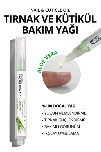 MOMO professional Aloe Vera, Özlü Tırnak ve Kütikül Bakım Yağı Kalemi, Nemlen...