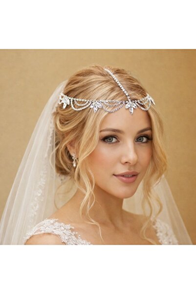 GlassySKY Ινδικό αξεσουάρ για τα μαλλιά με κορώνα/κόμμωση/χανφού για γάμο/αρρ...