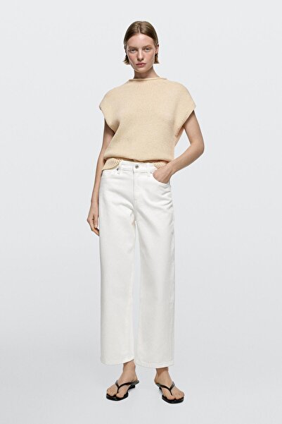Massimo Dutti Mid-rise cropped wide-leg jeans